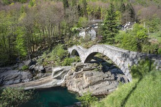 Historic stone bridge Ponte dei Salti over Verzasca