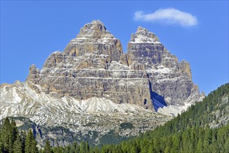 Three Peaks of Lavaredo south walls and Auronzo mountain hut 2320 m