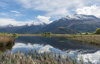 Mountain range reflected in a lake