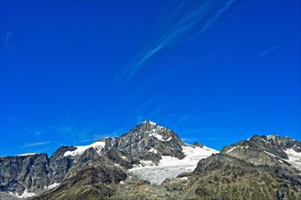 Summit Dent Blanche and retreating Schonbiel Glacier