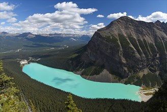 Turquoise Lake Louise with Mount Fairview