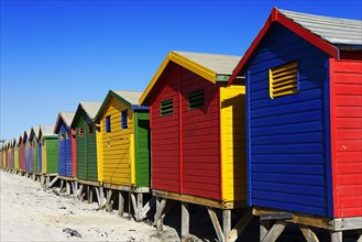 Colorful beach cottages on the sandy beach