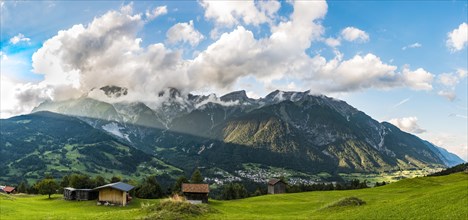 Alpine panorama with clouds