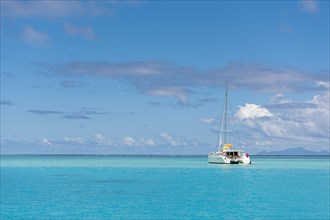 Yacht in lagoon