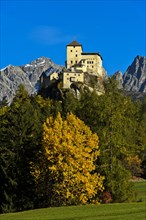 Autumn landscape with Tarasp Castle