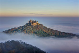 View from Zeller Horn onto Hohenzollern Castle above cloud cover