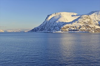 Icey coast at blue fjord