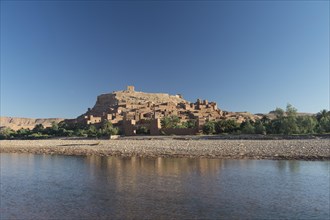 Ait Ben Haddou with fortress on river Asif Ounila