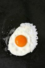 Fried egg in black pan