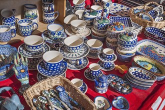 Sales booth with crockery