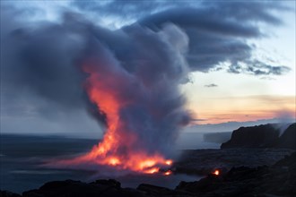 Lava entering ocean