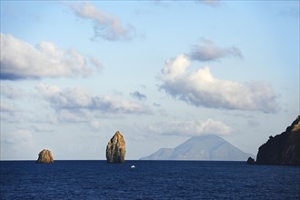 Panarea and rock needle Dattilo in front of the island Stromboli