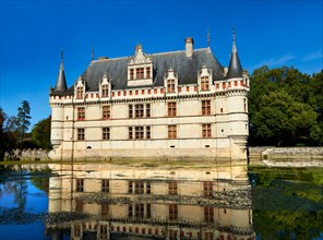 Renaissance Chateau d'Azay-le-Rideau with River Indre moat