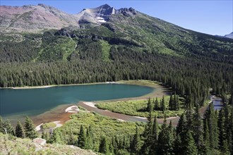 View from the Grinnell Glacier Trail on Josephine Lake