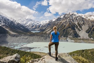 Hiker standing on rocks