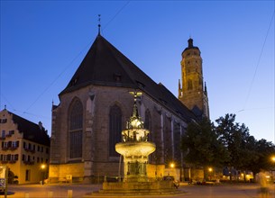 Warrior fountain and Church of St. George with Daniel Tower