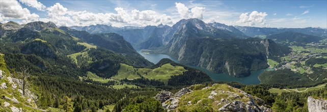 Panoramic view over Lake Konigsee from the Jenner