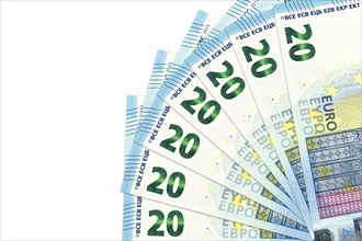 Heap of 20 euro bank notes