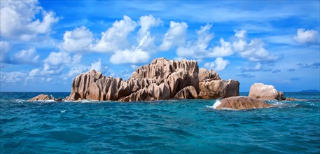 Granite rocks in front of the island of St. Pierre