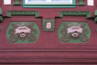 Late baroque carvings on a half-timbered house from 1733