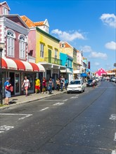 Colorful row of houses in Dutch-Caribbean colonial style