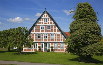 Historic thatched half-timbered house