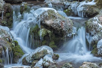 Small waterfall with icicles