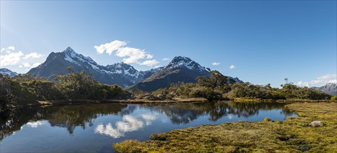 Small mountain lake with reflection