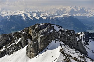 View of Mount Pilatus in the Swiss Alps in winter