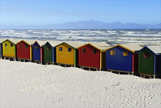 Colorful beach cottages on the sandy beach