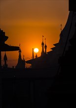 Backlit Pagodas at sunset