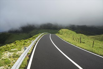 Country road with low clouds