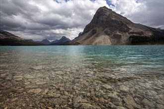 Bow Lake in front of Crowfoot Mountain