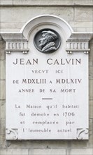 Memorial plaque for John Calvin