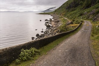 Typical landscape with coastal road on the Isle of Mull