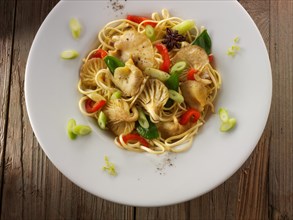 Yellow Oyster mushroom stir fry with noodles
