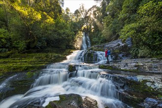 Hiker at McLean waterfall