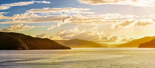 Coastal mountains illuminated in the morning light