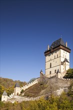 Wall with tower of the castle Karlstejn