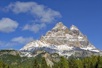 Three Peaks of Lavaredo south walls and Auronzo mountain hut 2320 m