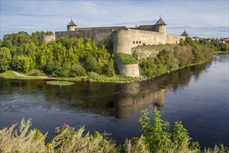 View of border river Narva between Estonia and Russia