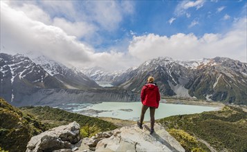 Hiker standing on rocks