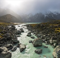 Hooker River flowing from glacial lake