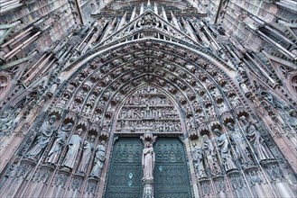 High Gothic main portal of the west facade of the Strasbourg cathedral