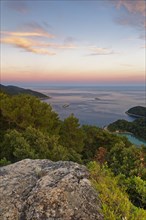 Sunset from the view point Montokuc in the national park Mljet