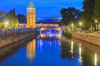 Ponts couverts over ILL Canal at sunset