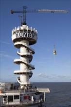 Bungee jump tower on the pier