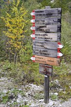 Signpost in the cave stone valley at Lake Durrensee