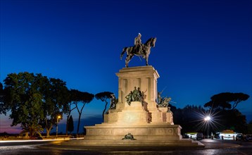 Illuminated Monument to Garibaldi at night