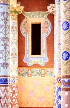 Window with columns on balcony of Palau de la Musica